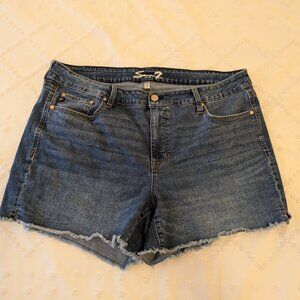 Seven7 Weekend Short Denim Shorts Womens 18W Frayed Hem Mid Rise Stretch